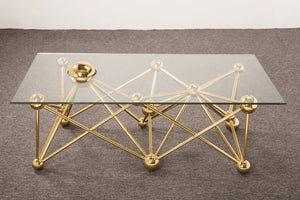 Gold Round Glass Coffee Table - ivadecorstudio